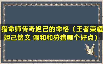 猎命师传奇妲己的命格（王者荣耀妲己铭文 调和和狩猎哪个好点）